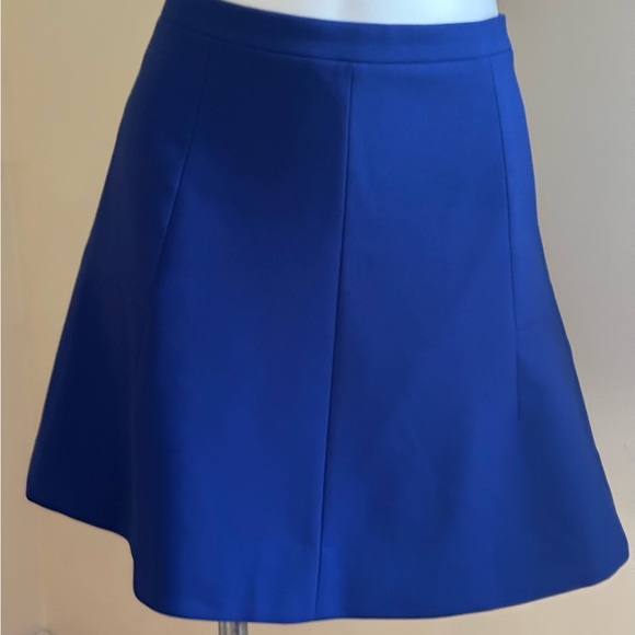J. Crew Deep Blue Fit And flare Mini Skirt Sz 8 Zipper Is On The Back - Picture 1 of 10